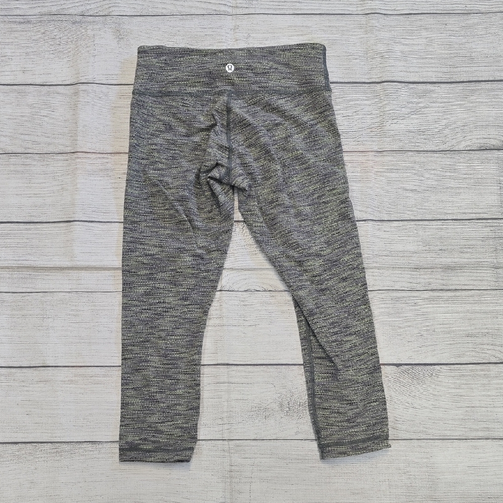 EUC 💎 Lululemon Wunder Under Crop Leggings 4 Green Space Dye Mid Rise SIZE 4 - Picture 4 of 8